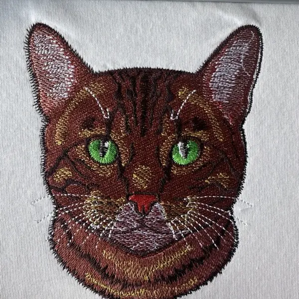 Retrato de gato bordado com pormenor
