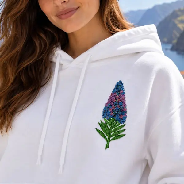 Hoodie branco bordado com orgulho-da-madeira